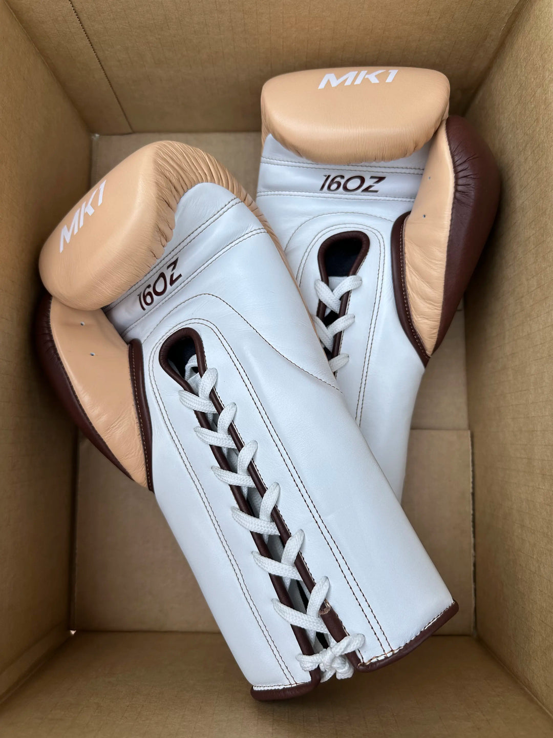 MTO: Tan, White, & Vintage Brown Boxing Gloves