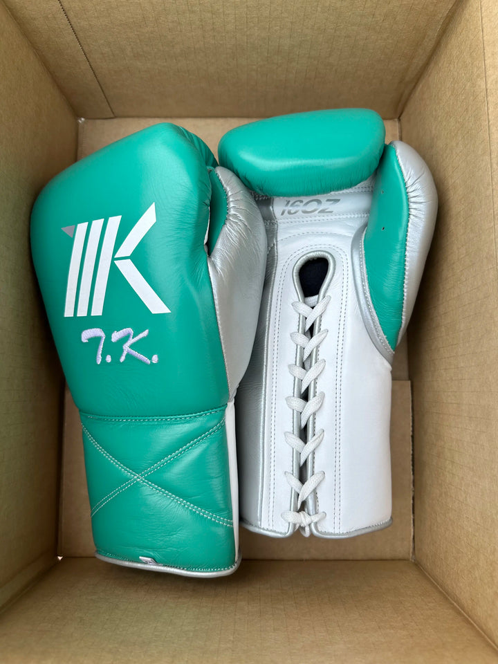 MTO: Teal Green, White, & Silver Boxing Gloves
