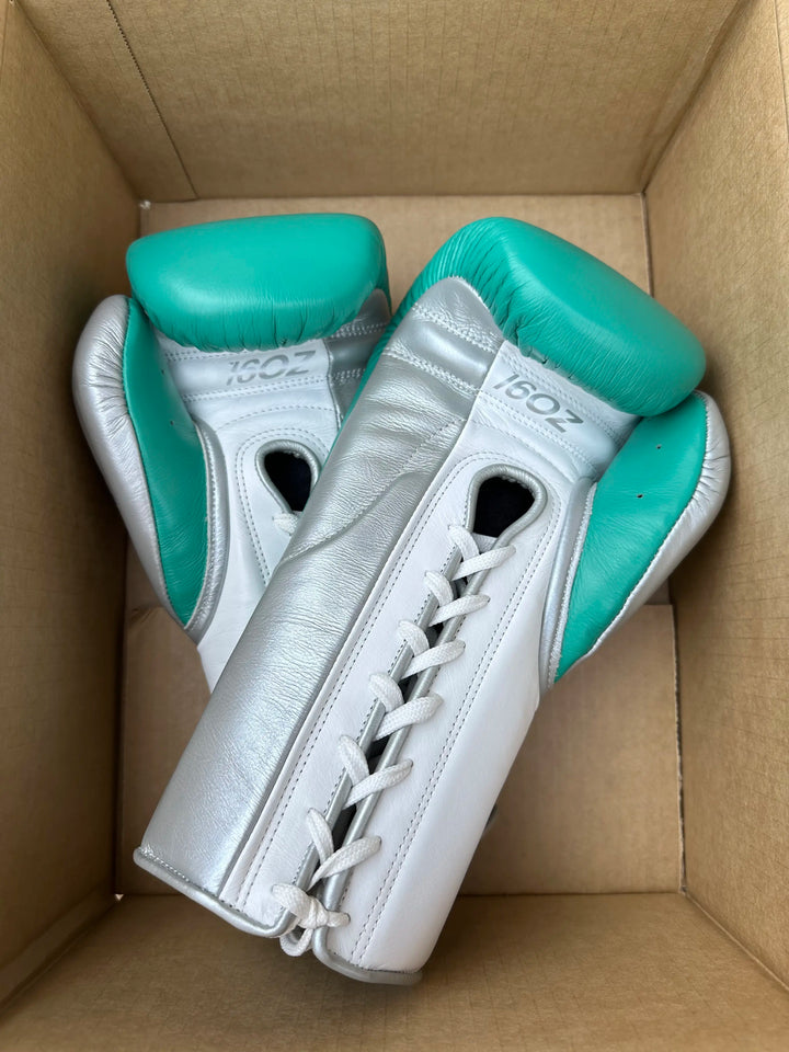 MTO: Teal Green, White, & Silver Boxing Gloves